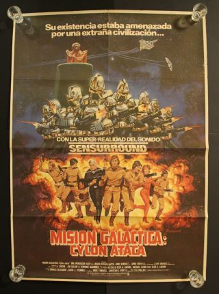 1979 Galactica The Cylon Attack Movie Poster Spanish Vintage 97 X 69 Cm Huge