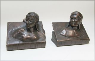 Jennings Bros Beatrice And Dante Bronze Bookends
