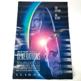 Vintage 1994 Star Trek Generations Large Movie Poster Patrick Stewart