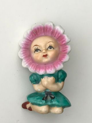 Rare Vintage Anthropomorphic Flower Face Girl Figurine Japan Collectible