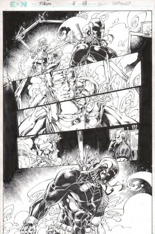 Teen Titans 11 Brett Booth Art Splash Page Deathstroke Slade Kid Flash