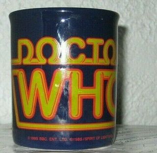 Vintage 1985 Doctor Dr Who Coffee Mug Cup Navy Blue Bbc