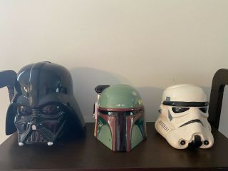 Galerie Star Wars Ceramic Cookie Jar Darth Vader,  Storm Trooper,  And Boba Fett