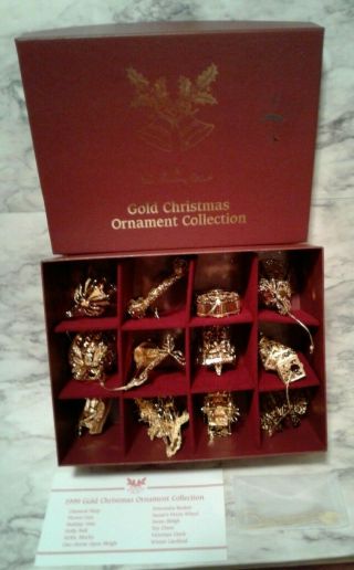 Set Of 12 Danbury 1999 Gold Christmas Tree Ornaments Holiday Ex