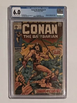 Conan The Barbarian 1 Cgc 6.  0 Marvel 1970 Origin & 1st Appearance Conan & Kull