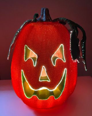 Dept 56 Halloween Fiber Optic Pumpkin Jack - O - Lantern Purple And Green Light Up
