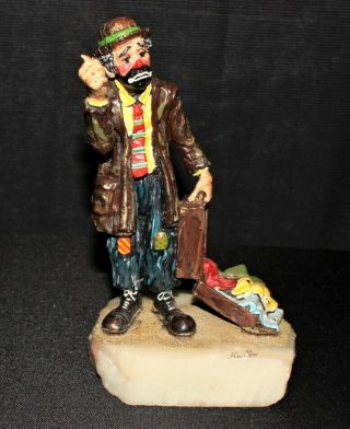 Ron Lee 1984 Knickers Emmett Kelly Hitchhiking Clown Sculpture Figurine 415