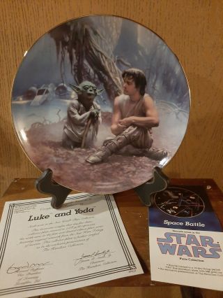 Star Wars Hamilton Collector Luke And Yoda On Dagobah Plate 1987 (box W/)