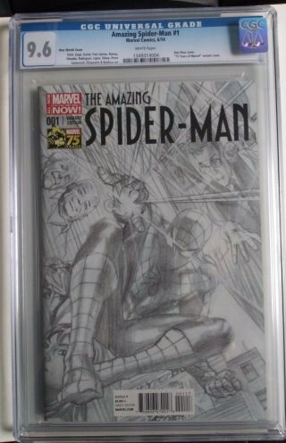 Spider - Man 1,  Alex Ross 75 Years Of Marvel Sketch Cover,  Cgc 9.  6