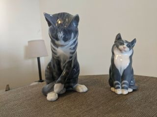 Royal Copenhagen Cats 1803 Sitting Cat & 340 Cat Playing With Tail