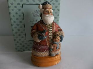G Debrekht Santa Wood Carved Musical Merchant Celebration Merchant With Boy 2nd
