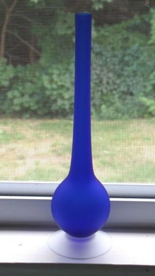 Rosenthal Netter Carlo Moretti Satinato Cobalt Blue Glass 10 " Bud Vase