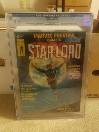 Marvel Preview 4 - Marvel 1976 Cgc 8.  0 1st Appearance And Origin Of Star - Lord A