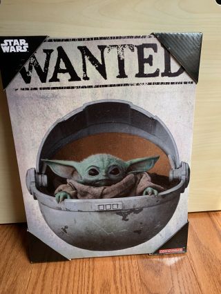 Star Wars Mandalorian Baby Yoda Wanted Poster Canvas Wall Art