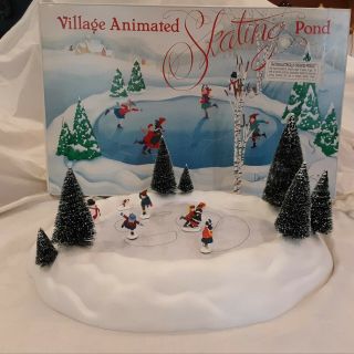 Dept 56 Village Animated Skating Pond Christmas Decor Display