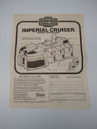 Vintage Star Wars Instructions Sheet 1981 Sears Exclusive Imperial Cruiser