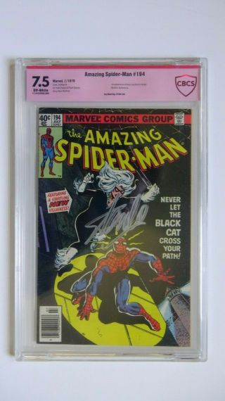 Spider - Man 194 First Appearance Of Black Cat Signed By Stan Lee Cbcs