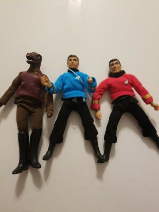 Star Trek Mego Action Figures 3x Needs Fix Fast Ship.  Vintage And Rare Figures