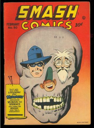 Smash Comics 50 Classic Skull Cover Golden Age Quality 1944 Fn