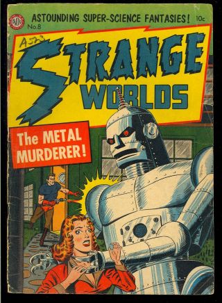 Strange Worlds 8 Classic Robot Cover Pre - Code Horror Avon Comic 1952 Vg -