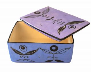 Kri Kri By Kristin Nelson Vintage Blue And Purple Ceramic Box With Lid