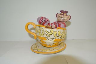 Disney Parks Jim Shore Cheshire Cat Tea Cup Ride Figurine Alice In Wonderland