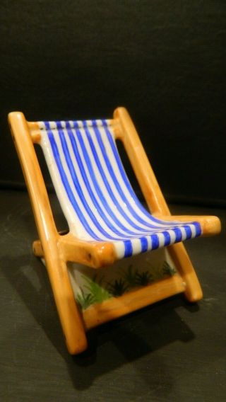Limoges Ceramic Striped Deck Lounge Chair Trinket Box Peint Main.