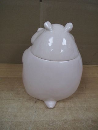 Vintage 1980’s Fitz And Floyd Ceramic Hippopotamus Cookie Jar Pale Pink Animal 3