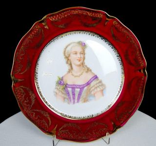 D T Limoges France Maroon And Gold Swag And Lattice 9 1/2 " Portrait Plate