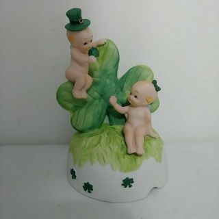Vintage Lefton Kewpie Dolls St.  Patricks Music Box 05493