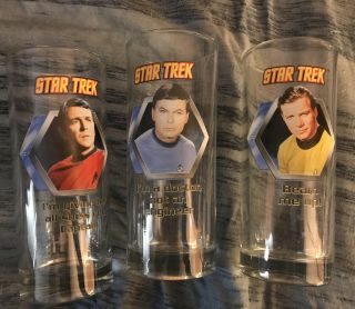 2011 Star Trek Tv Series Set Of 3 Collectors / Drinking Glasses -