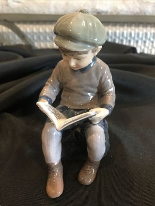 Royal Copenhagen Figurine Boy Reading His Book