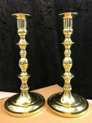 Pair Vintage Baldwin Brass Candlestick Holders 9 - 1/8 " Tall