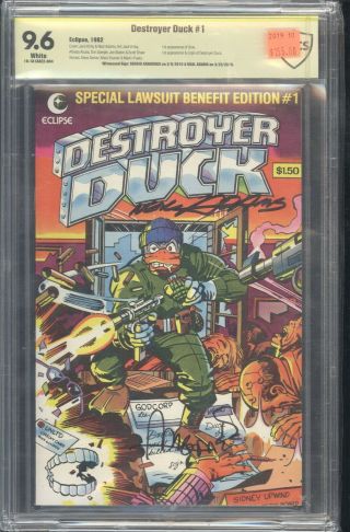 Destroyer Duck 1 Cbcs 9.  8 First Appearance Groo Signed Adams Aragones