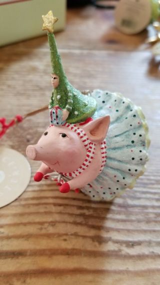 Patience Brewster Krinkles Christmas Mini Joyful Flying Pig Ornament Dept 56