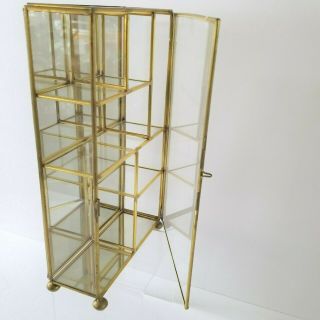 Glass Brass Jewelry Display Cabinet Box Gold Tone Frame Vintage Mcm 60s 70s