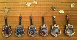 Set Of 6 Elvis Presley Christmas Ornaments By The Bradford Editions 2002