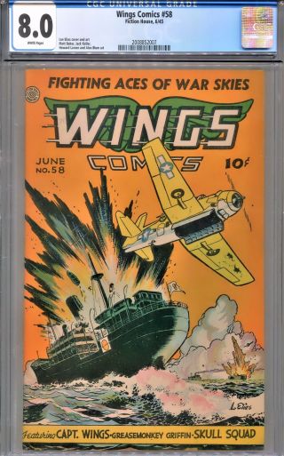 Cgc 8.  0 Wings Comics 58 1945 Fiction House Matt Baker Art Lee Elias White Pages