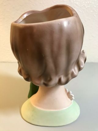Vintage Napco Lady Head Vase Green Gloved Hand Pearl Earrings C6428 Napcoware 3