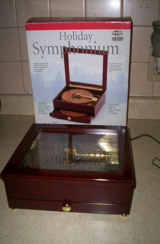 Mr.  Christmas Holiday Symphonium Wood Music Box W/16 Discs W/box 2004