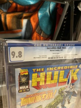 Incredible Hulk 449 CGC 9.  8 NM/MT White pages first appearance of Thunderbolts 3