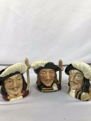 Royal Doulton 4” Tall Toby Mugs The Three Musketeers All Three (3)