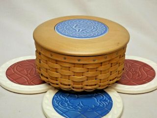 Longaberger 2004 American Craft Originals Coaster Basket With 4 Aco Coasters