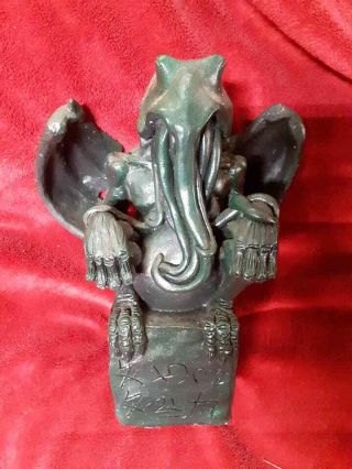 H.  P.  Lovecraft Cthulhu Idol Statue W/ Mysterious Writing Hand Made