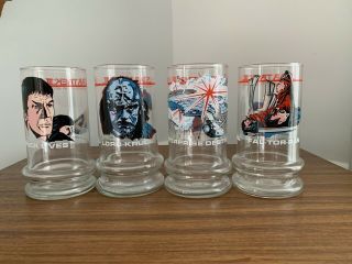 Vintage 1984 Star Trek Iii “search For Spock” Set Of 4 Drinking Glasses - Euc