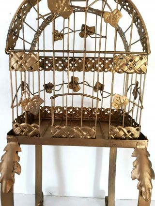 Gold Metal Bird Cage Floral Planter on Stand Home Decor Shabby 2 pc 25 