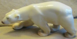 Vintage B & G Bing & Grondahl Porcelain Polar Bear Figurine,  2218,  5 " Long,  Vg