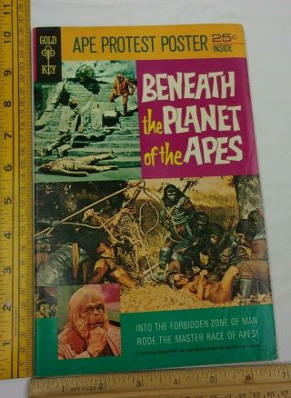 Beneath The Planet Of The Apes Gold Key Comic Book Vg,  1970s W/ Poster Rare