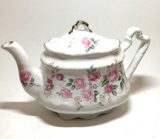 Rare Vintage Pink Flower Teapot Arthur Wood & Son Staffordshire England 6330