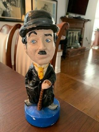 11 Inch Vintage Charlie Chaplin Statue / Figure - Hand Painted